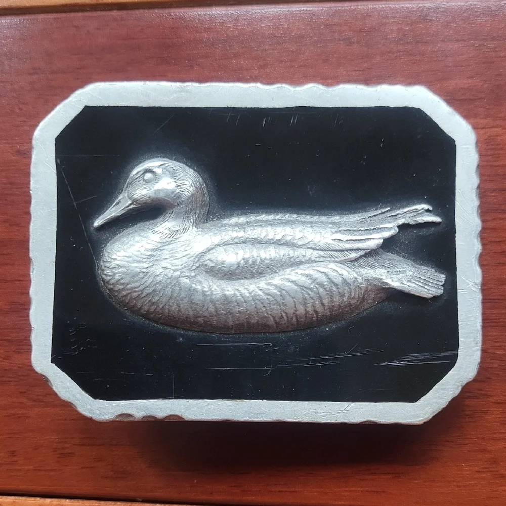 Bill Callahan Wildlife Pewter Silver and Black Duck Belt Buckle